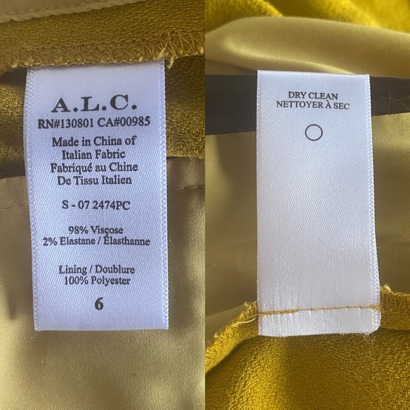 A.L.C. Cohen High Waist Shorts $365 Citrine Size 6 Mustard Yellow Tailored Fit - Picture 3 of 10